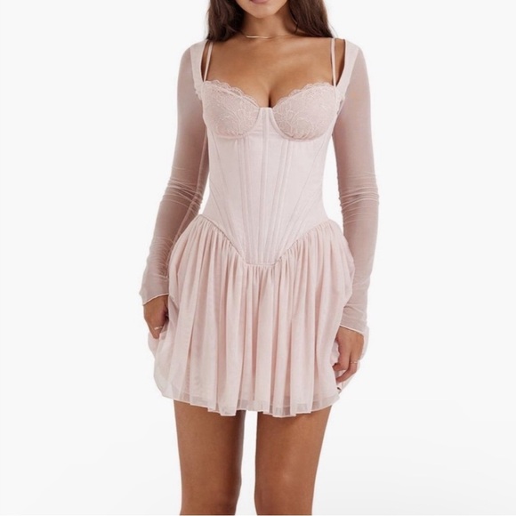NWOT $255 Vivi Soft Peach Corset Mini Dress/Size  S HOUSE OF CB - Picture 2 of 12